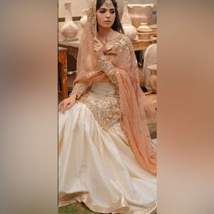 - Pakistani wedding dress net gharara organza fabric